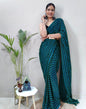 Teal Blue Georgette Printed Saree