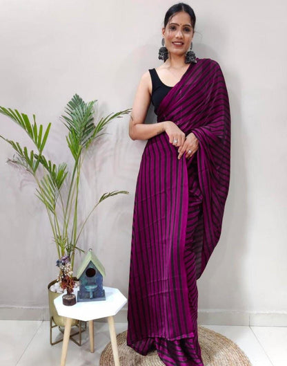 Purple Georgette Printed Saree