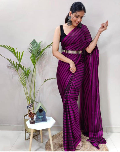 Purple Georgette Printed Saree
