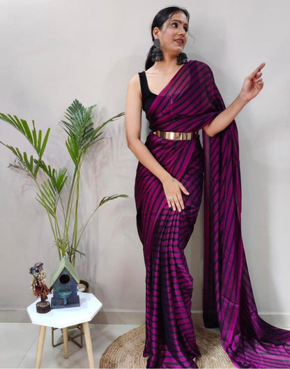 Purple Georgette Printed Saree