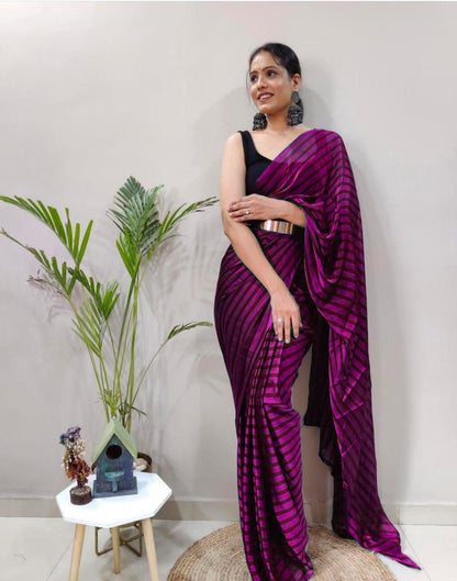 Purple Georgette Printed Saree
