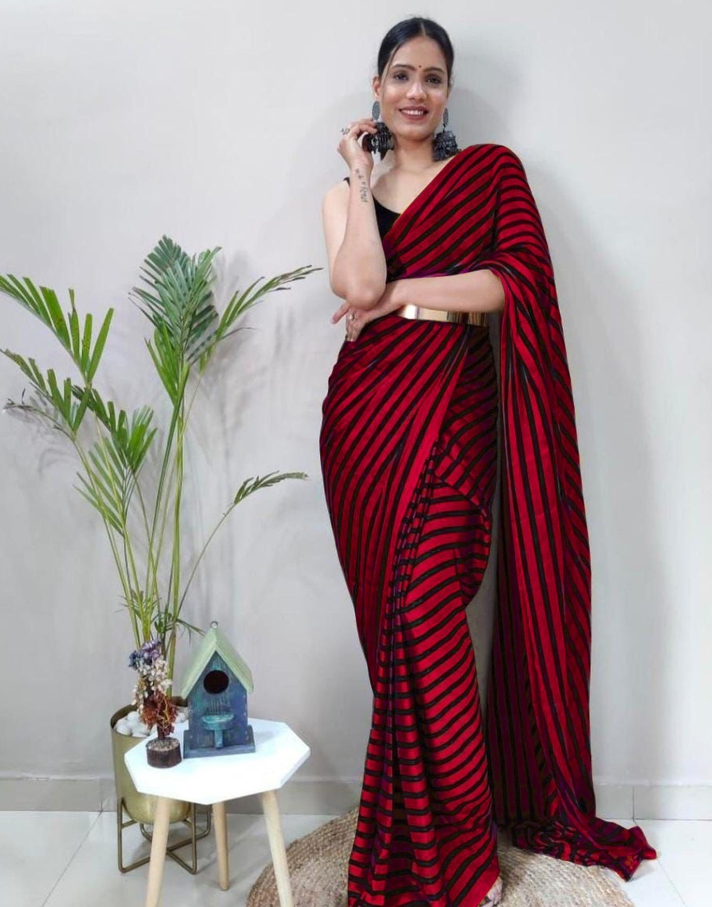 Maroon Georgette Printed Saree