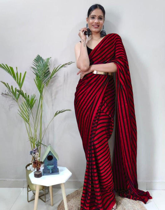 Maroon Georgette Printed Saree
