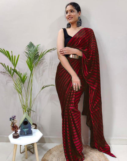 Maroon Georgette Printed Saree