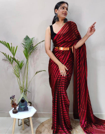 Maroon Georgette Printed Saree