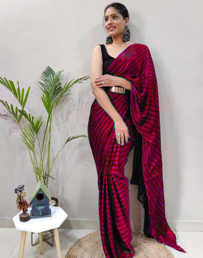 Rani Pink Georgette Printed Saree
