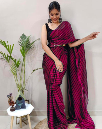 Rani Pink Georgette Printed Saree