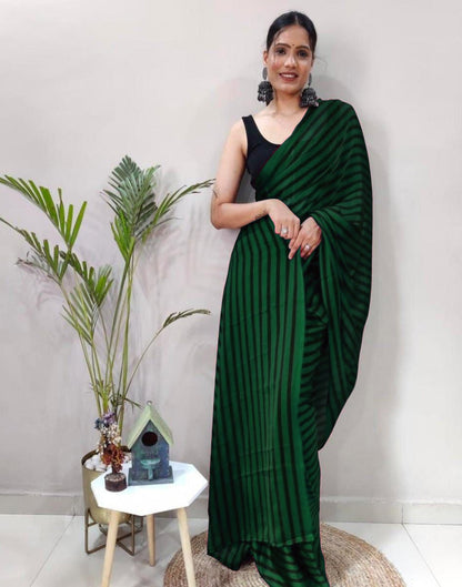 Green Georgette Printed Saree