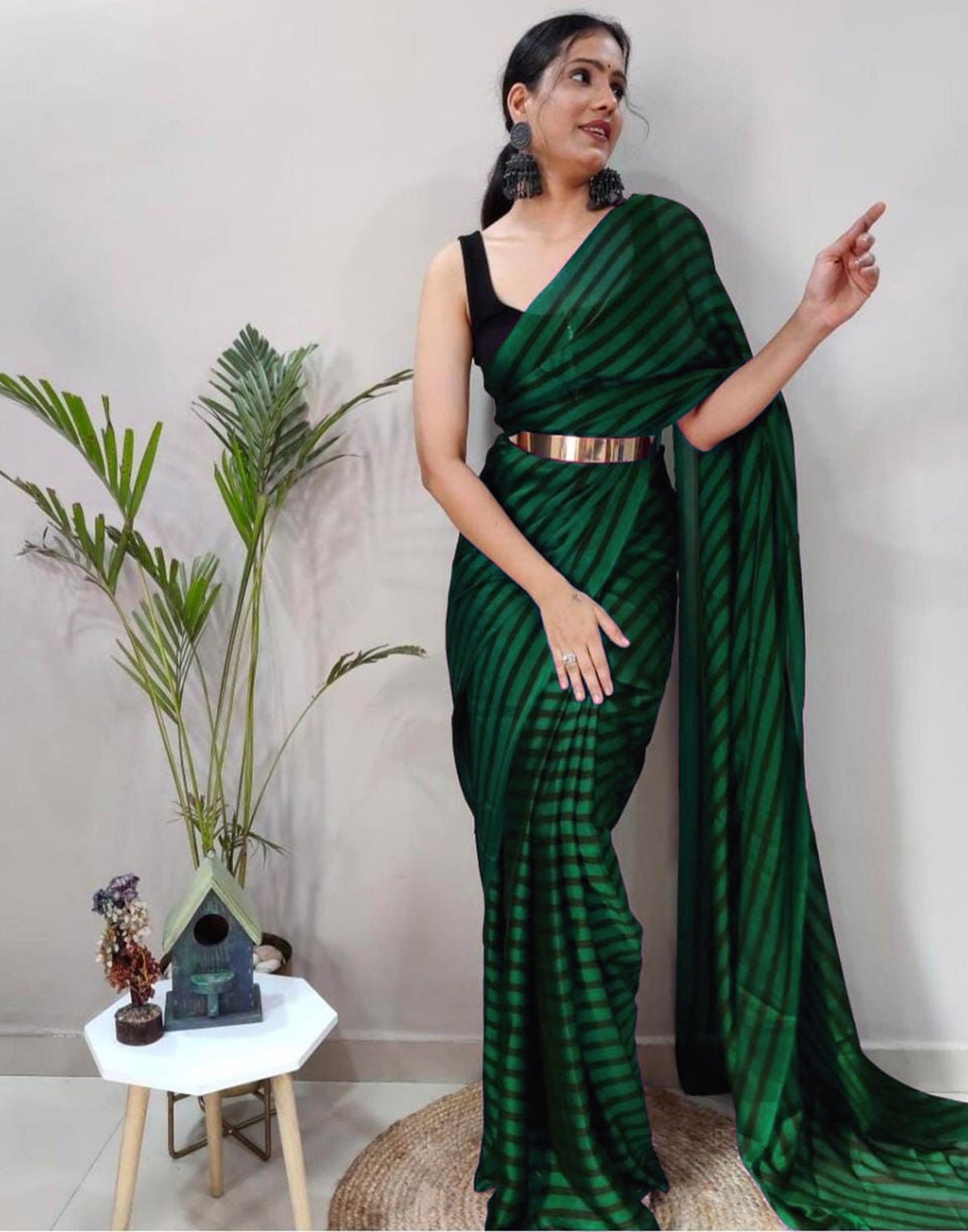 Green Georgette Printed Saree