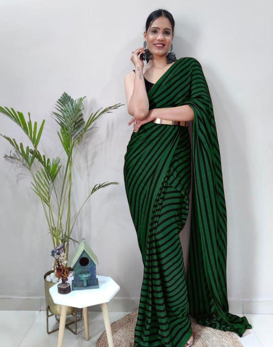Green Georgette Printed Saree