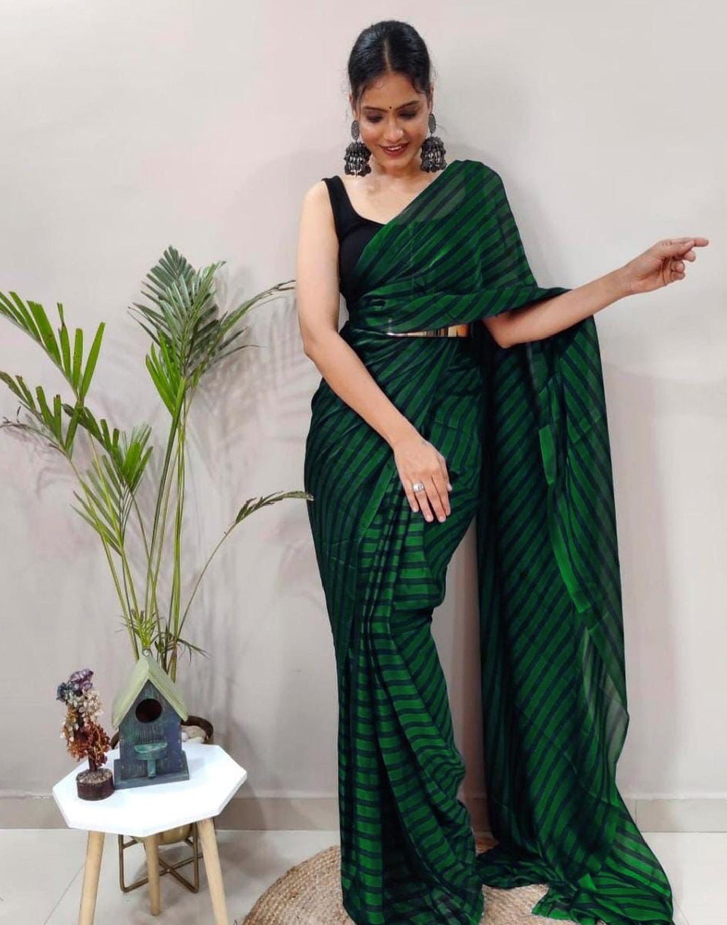 Green Georgette Printed Saree