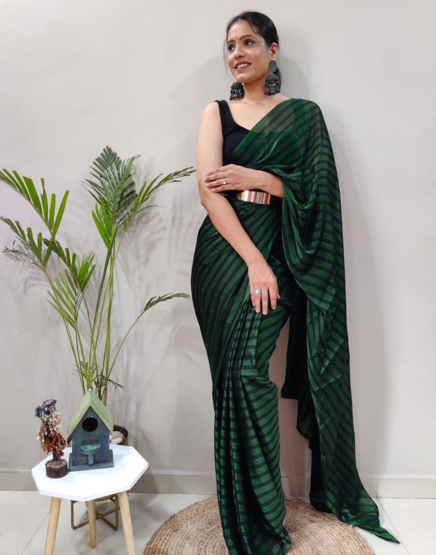 Green Georgette Printed Saree