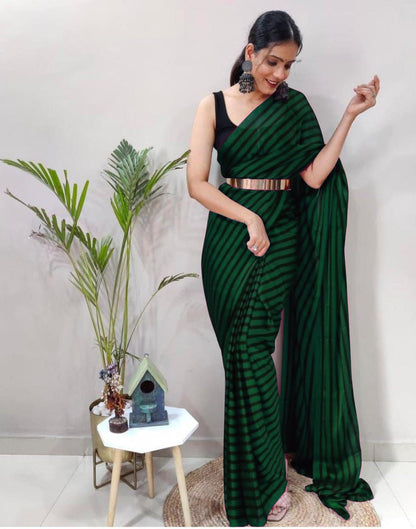 Green Georgette Printed Saree