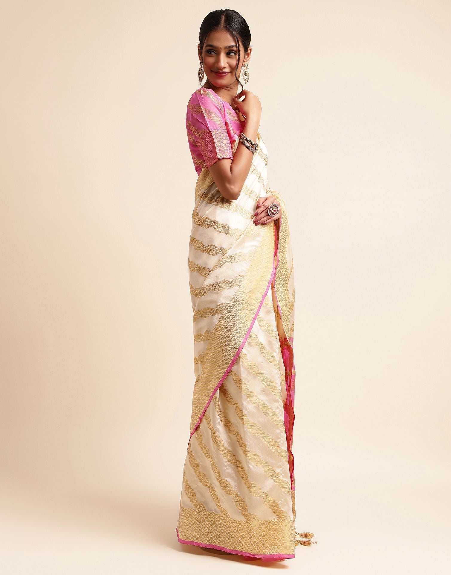 Cream Silk Saree | Sudathi