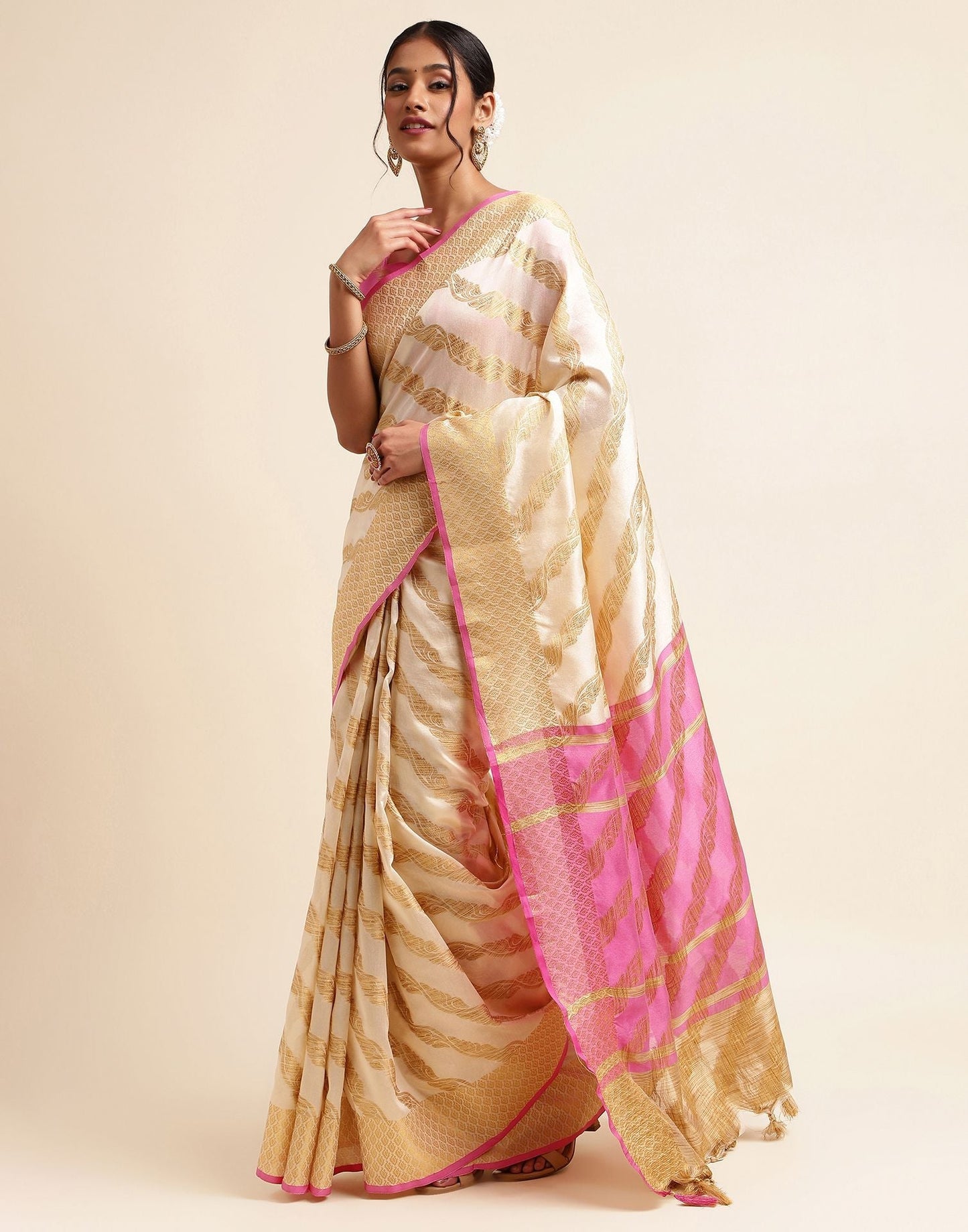 Cream Silk Saree | Sudathi