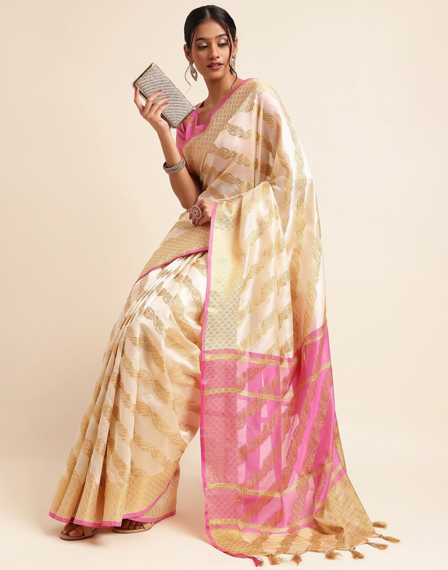 Cream Silk Saree | Sudathi