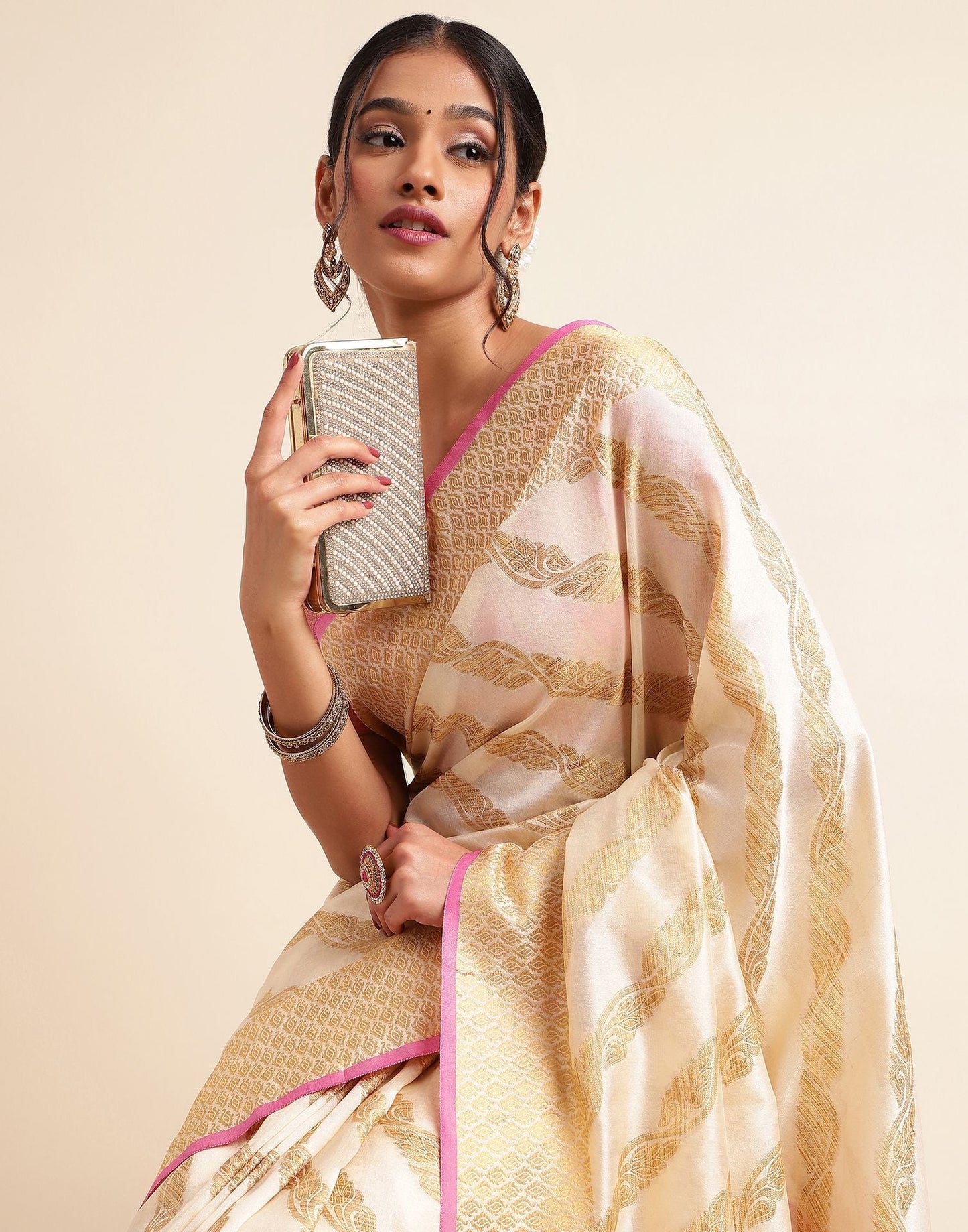 Cream Silk Saree | Sudathi