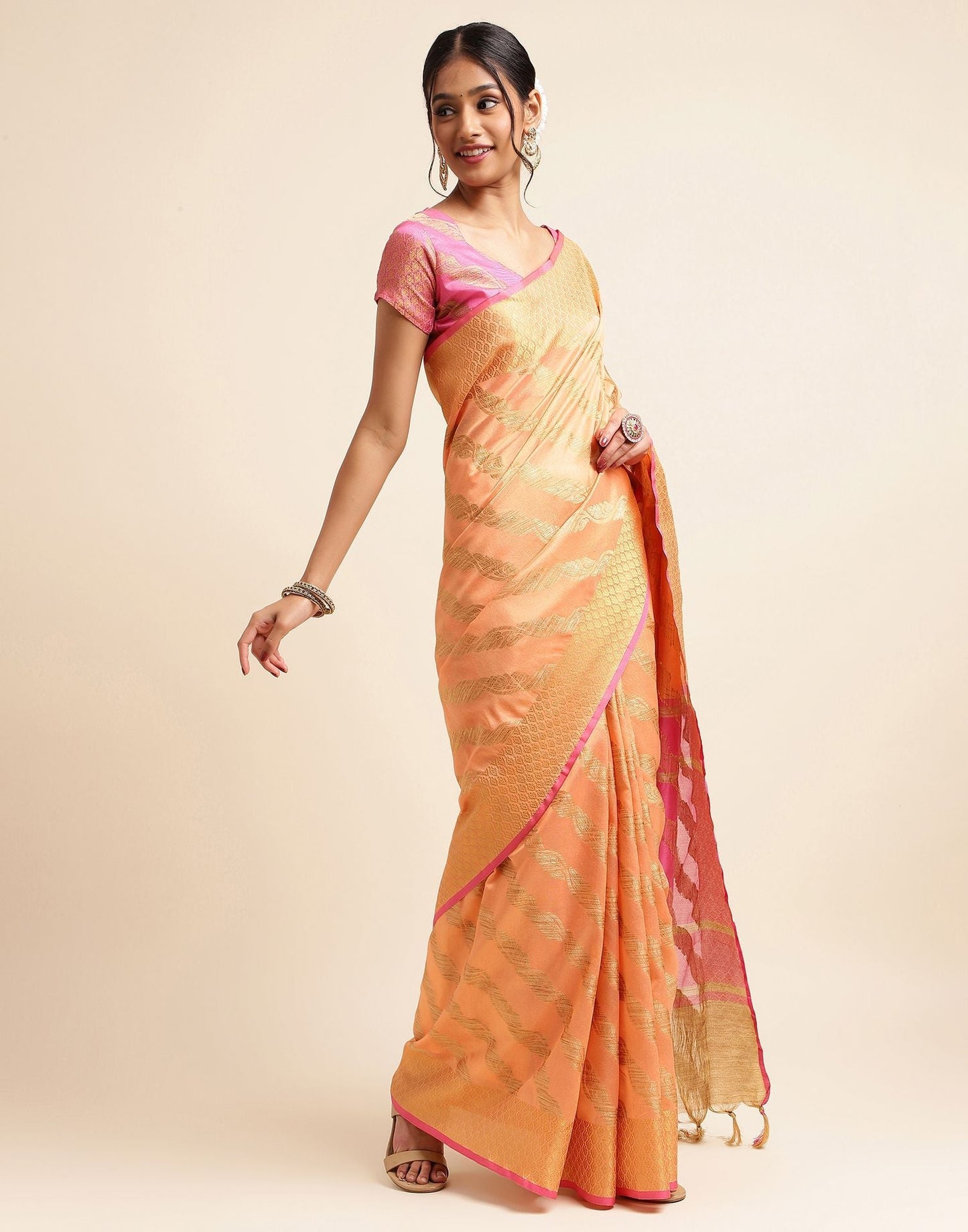 Light Orange Silk Saree | Sudathi