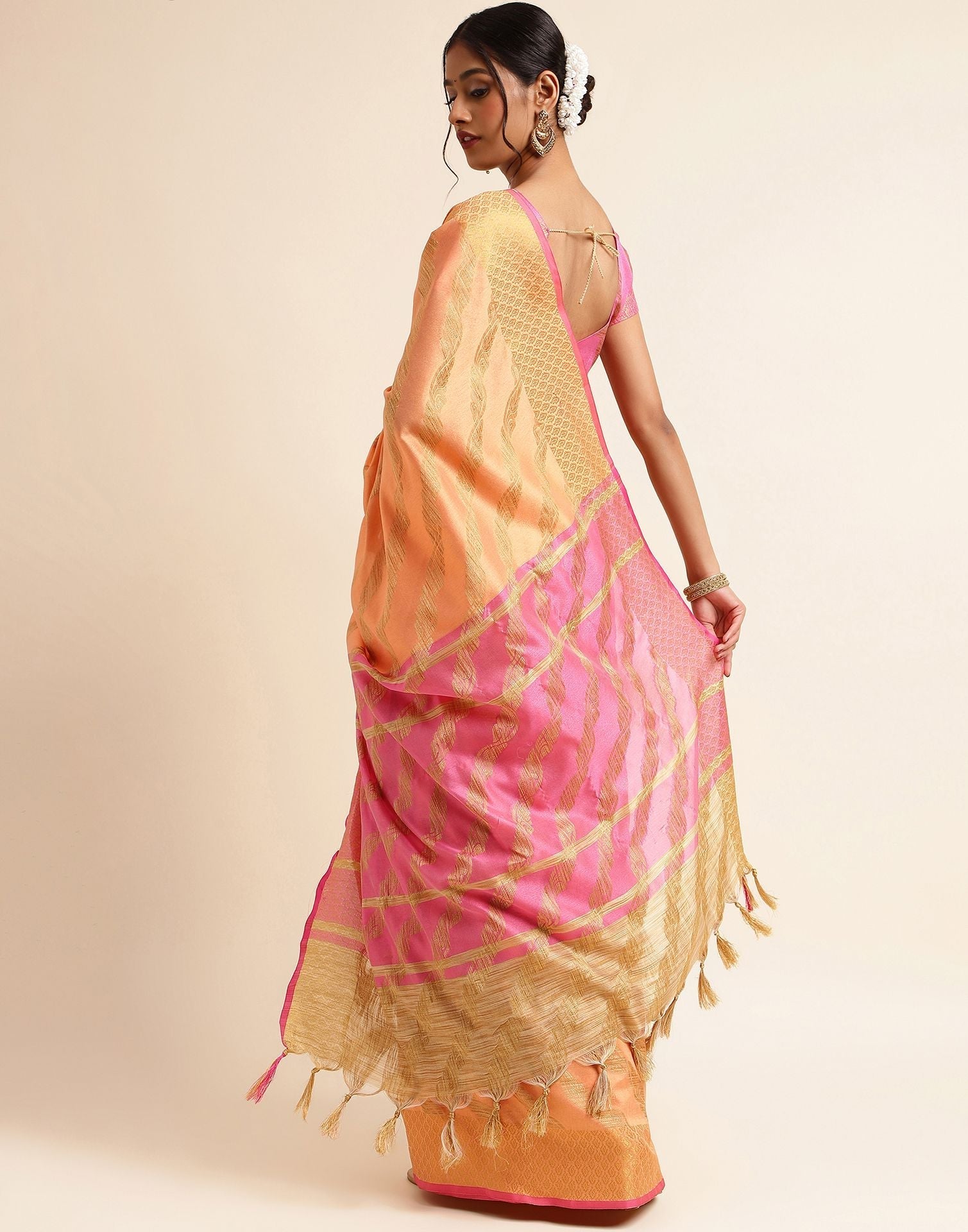 Light Orange Silk Saree | Sudathi