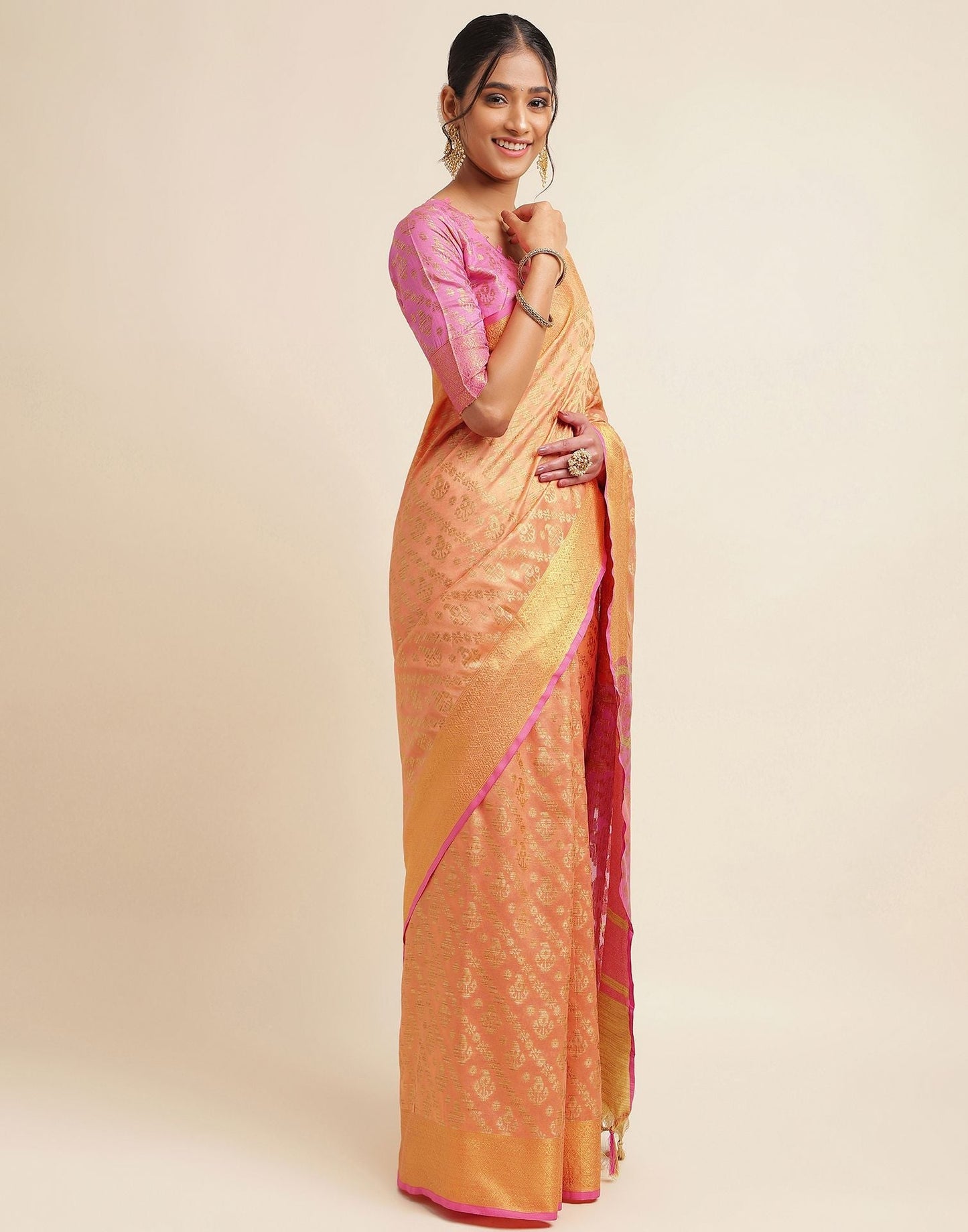 Light Orange Silk Saree | Sudathi