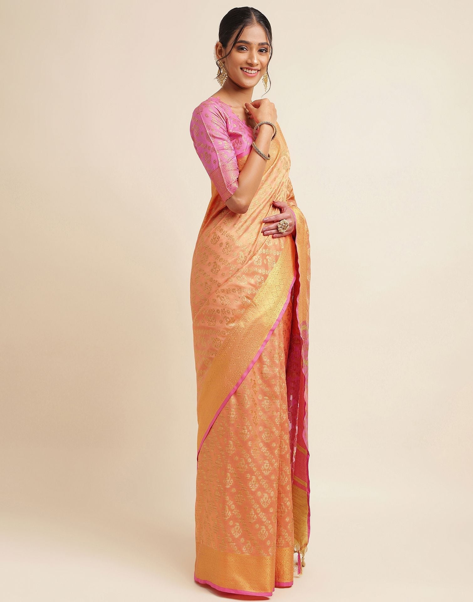 Light Orange Silk Saree | Sudathi