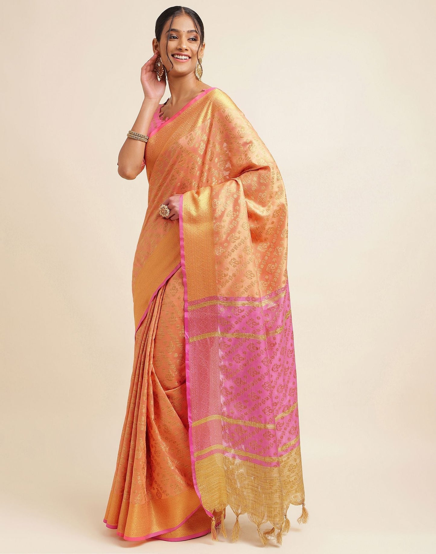 Light Orange Silk Saree | Sudathi