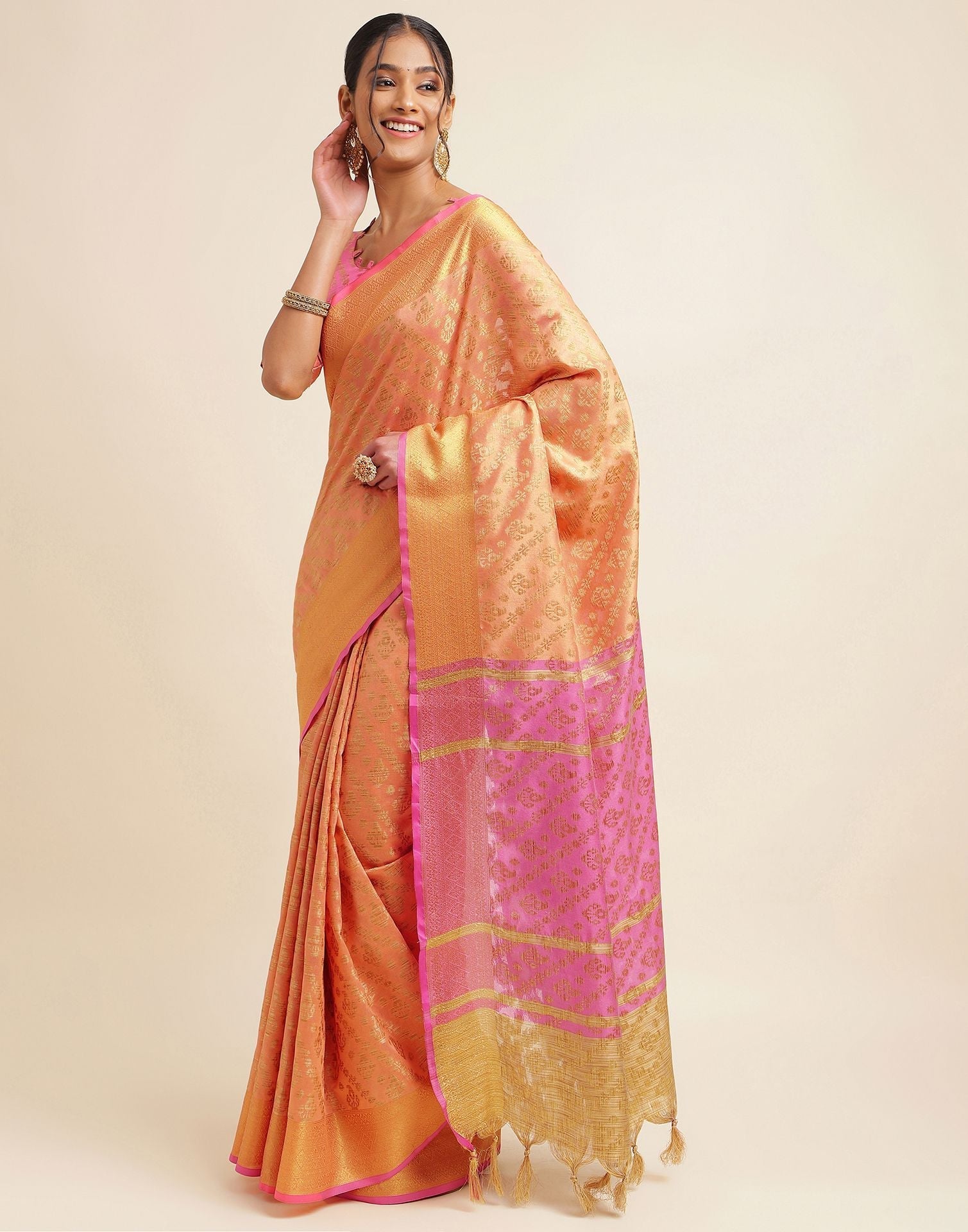 Light Orange Silk Saree | Sudathi
