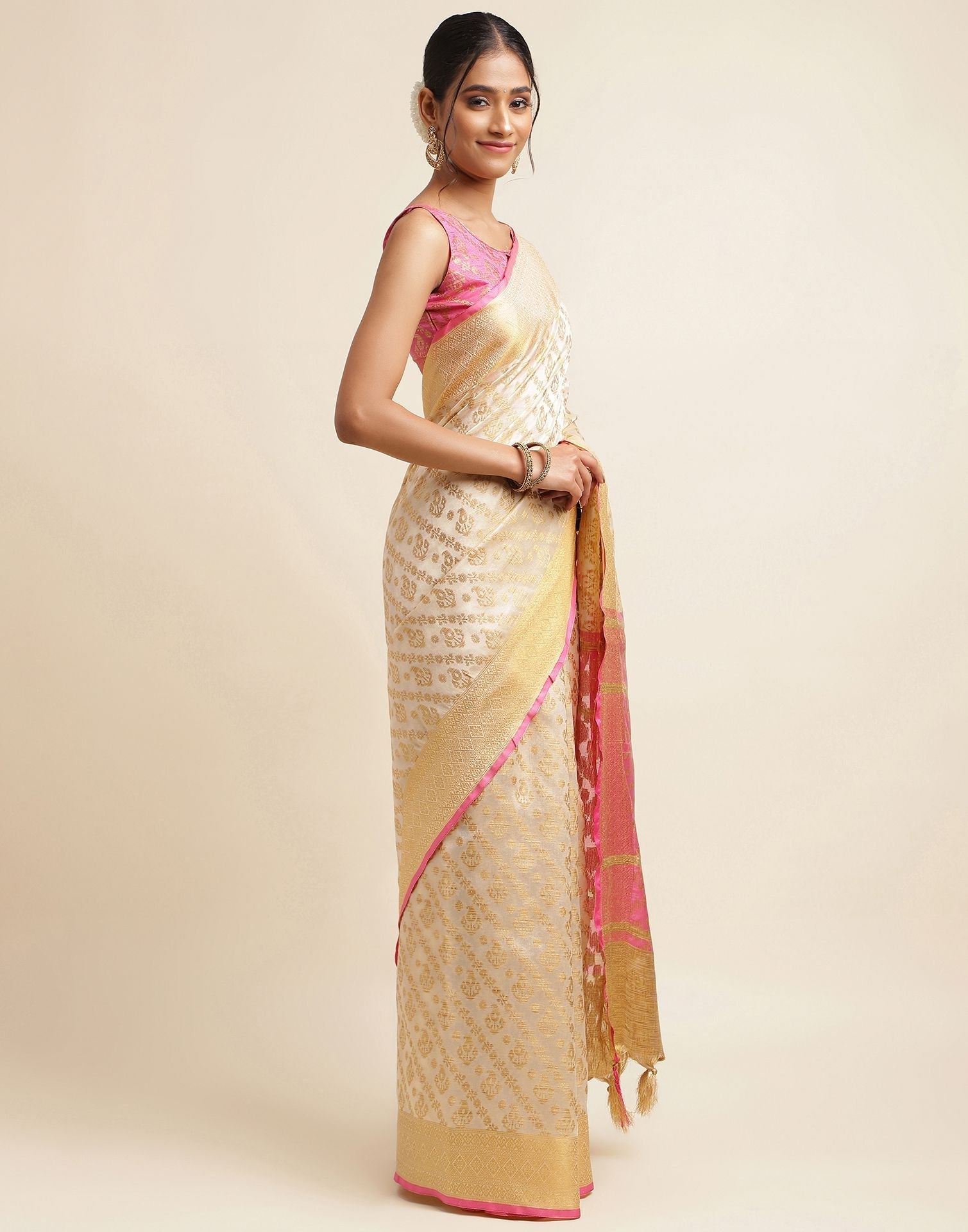 Cream Silk Saree | Sudathi