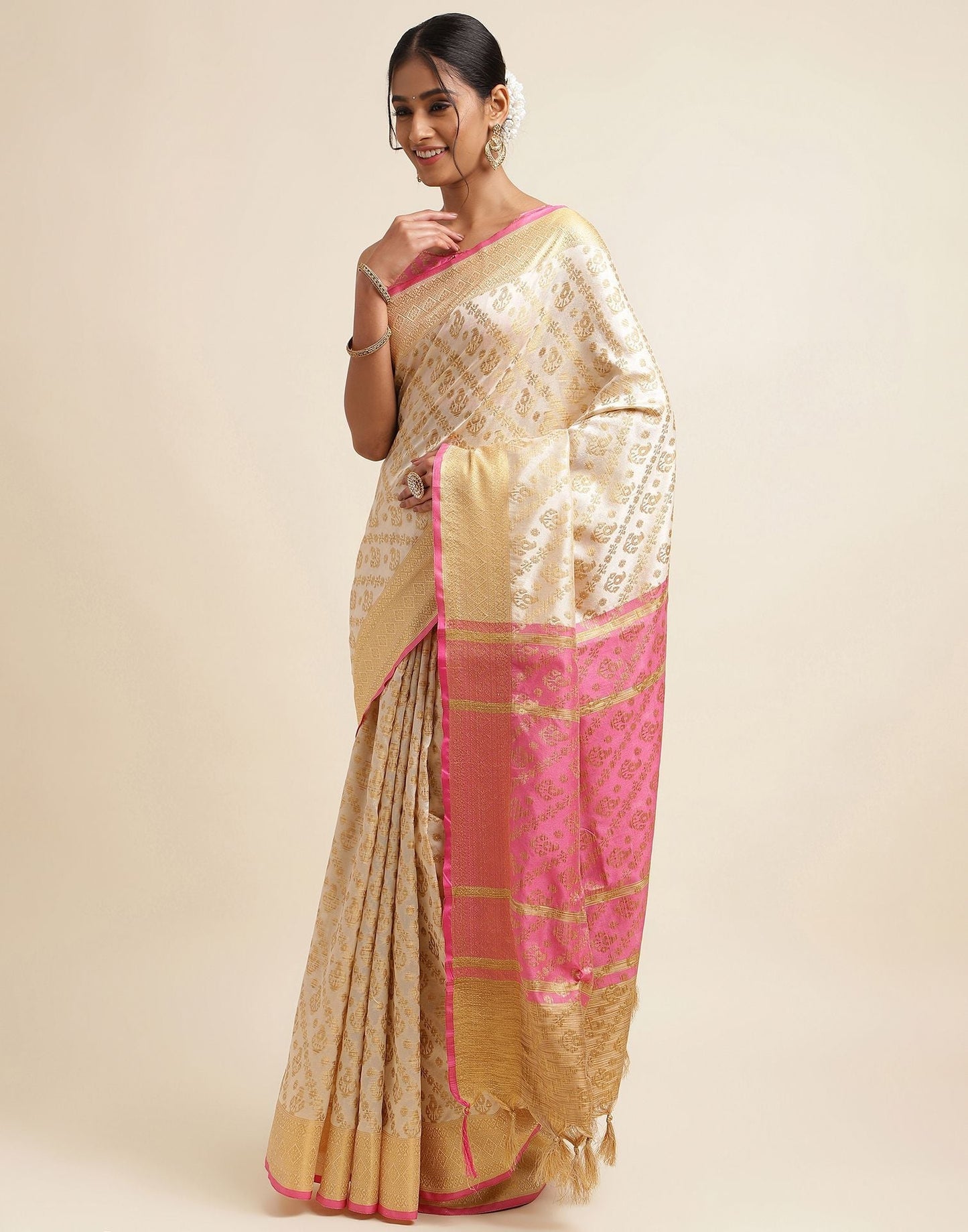 Cream Silk Saree | Sudathi