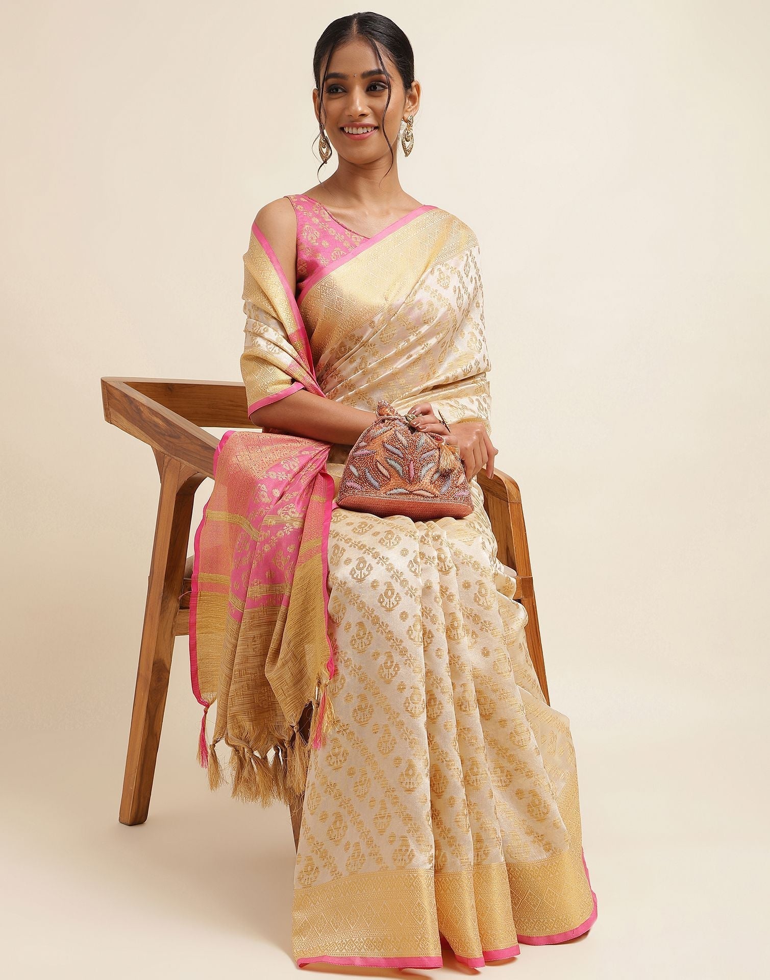 Cream Silk Saree | Sudathi