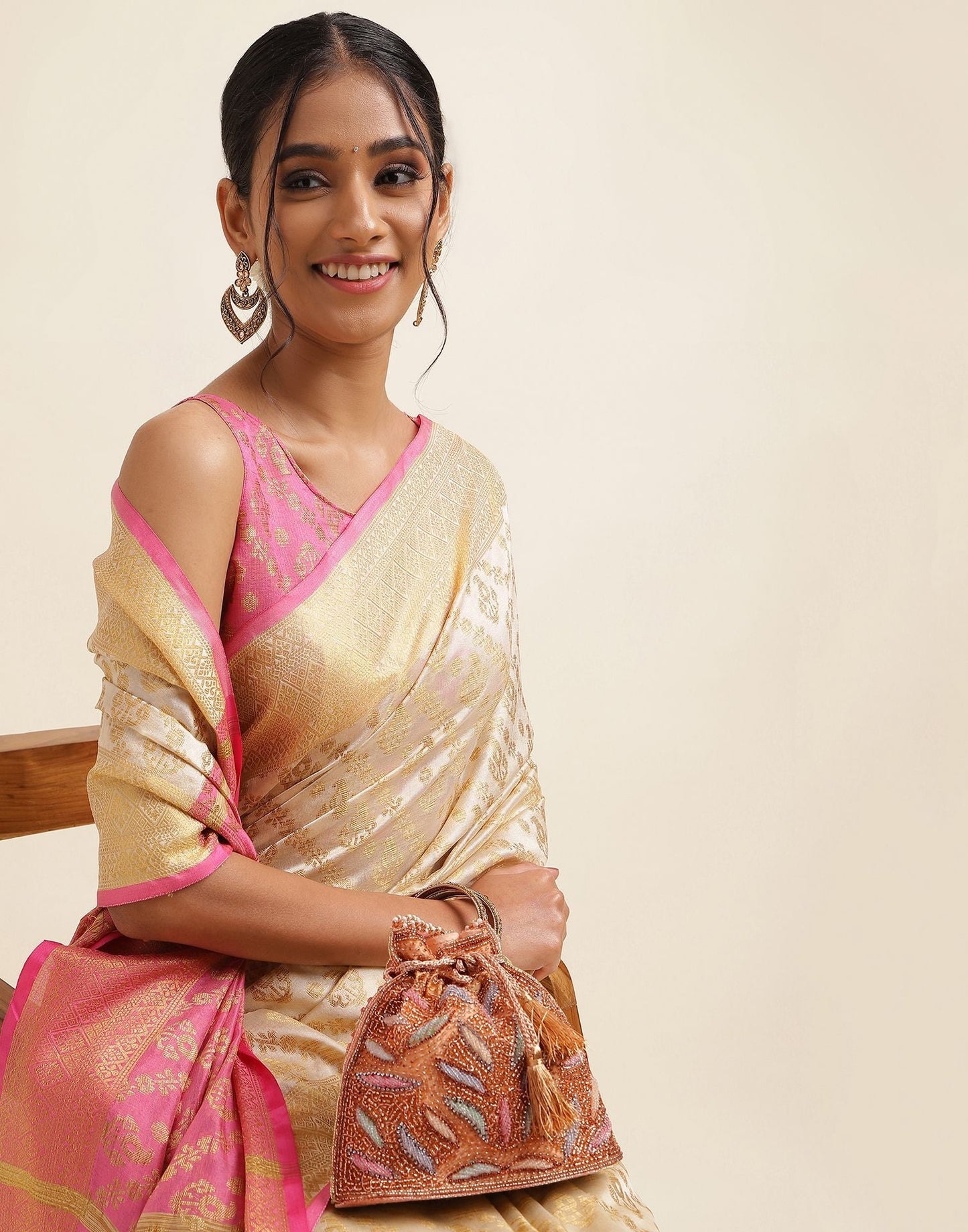 Cream Silk Saree | Sudathi