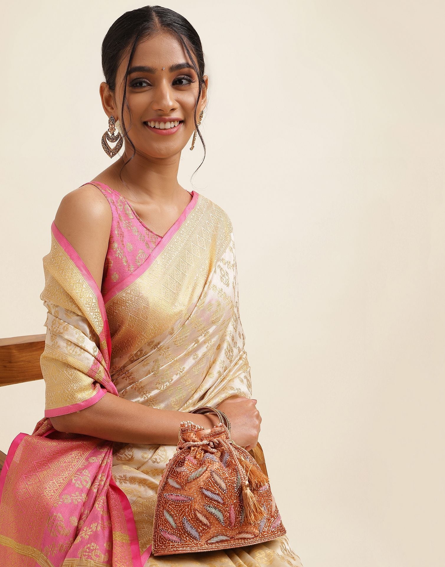 Cream Silk Saree | Sudathi