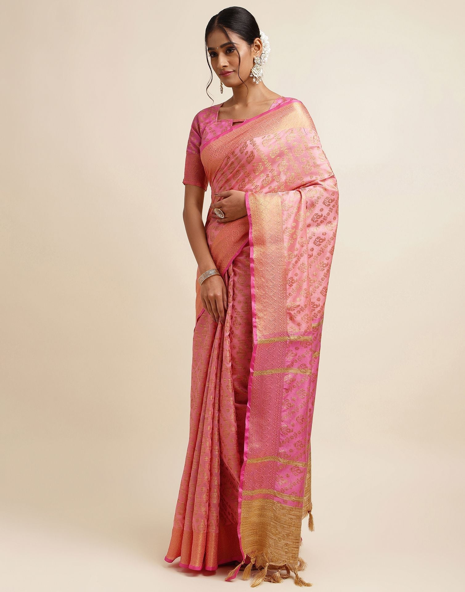 Rose Pink Silk Saree | Sudathi