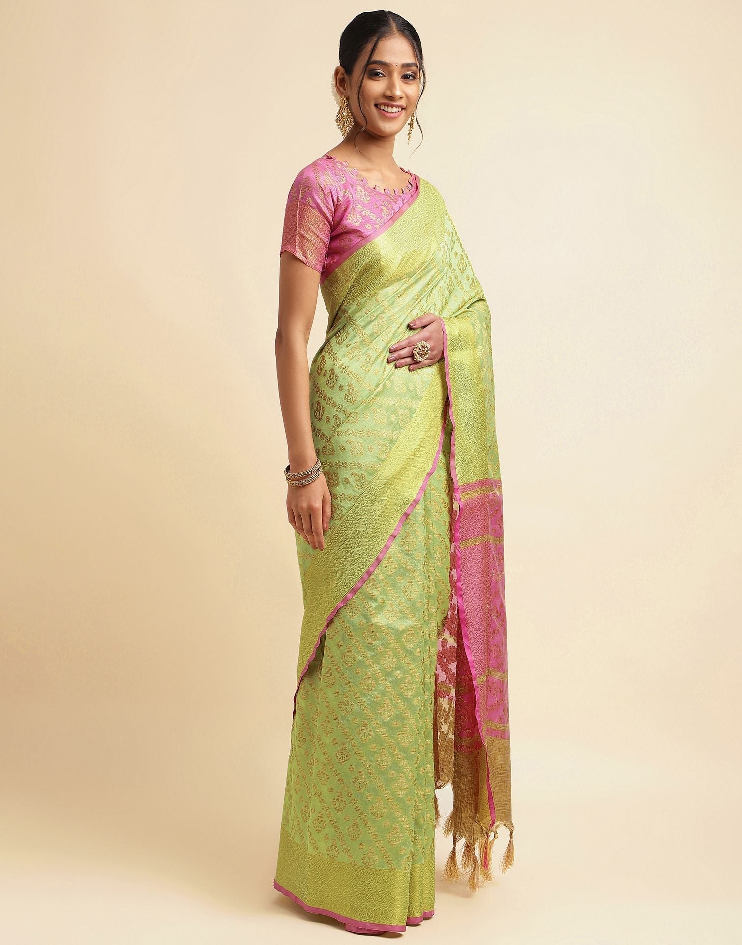 Pista Green Silk Saree | Sudathi