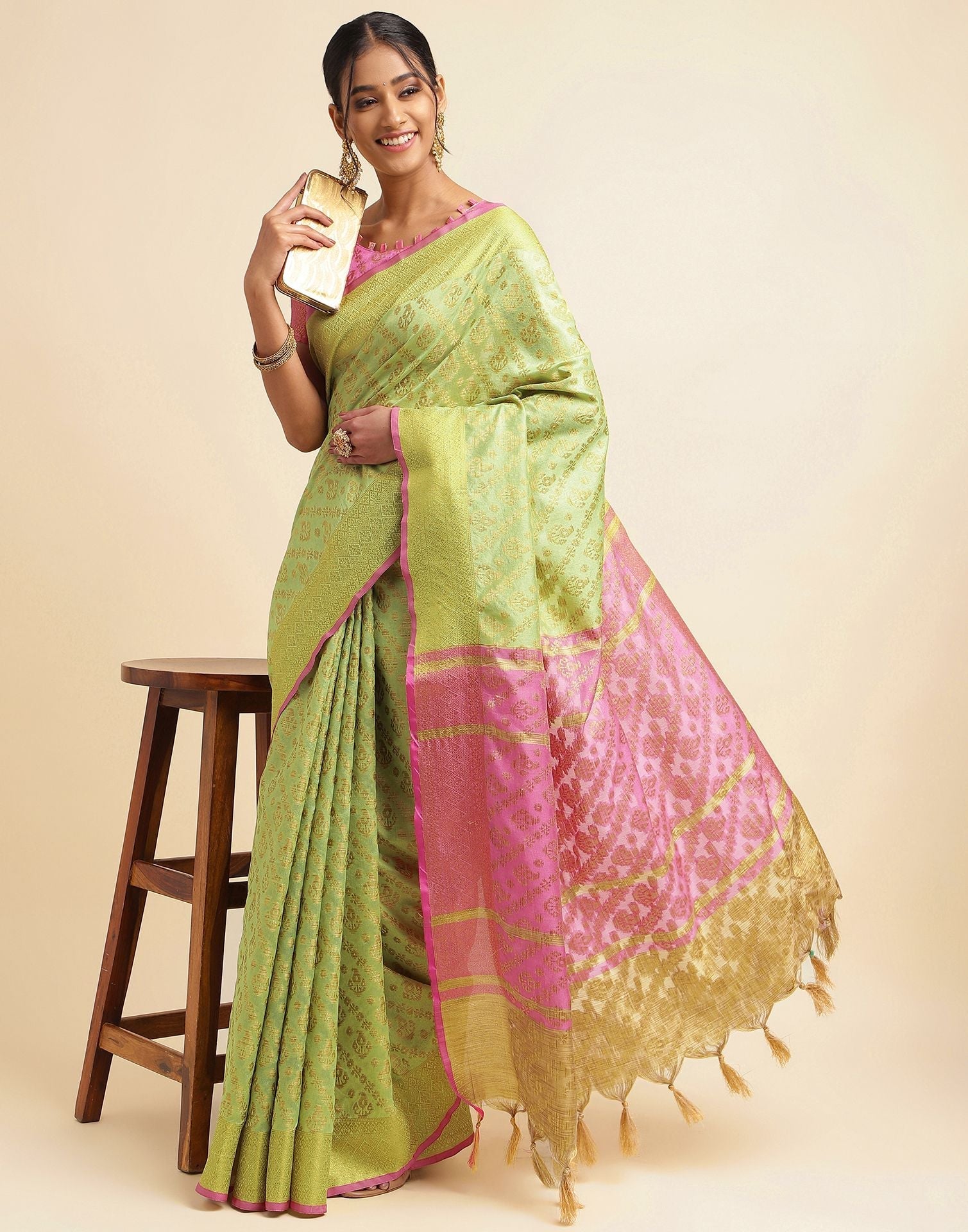 Pista Green Silk Saree | Sudathi