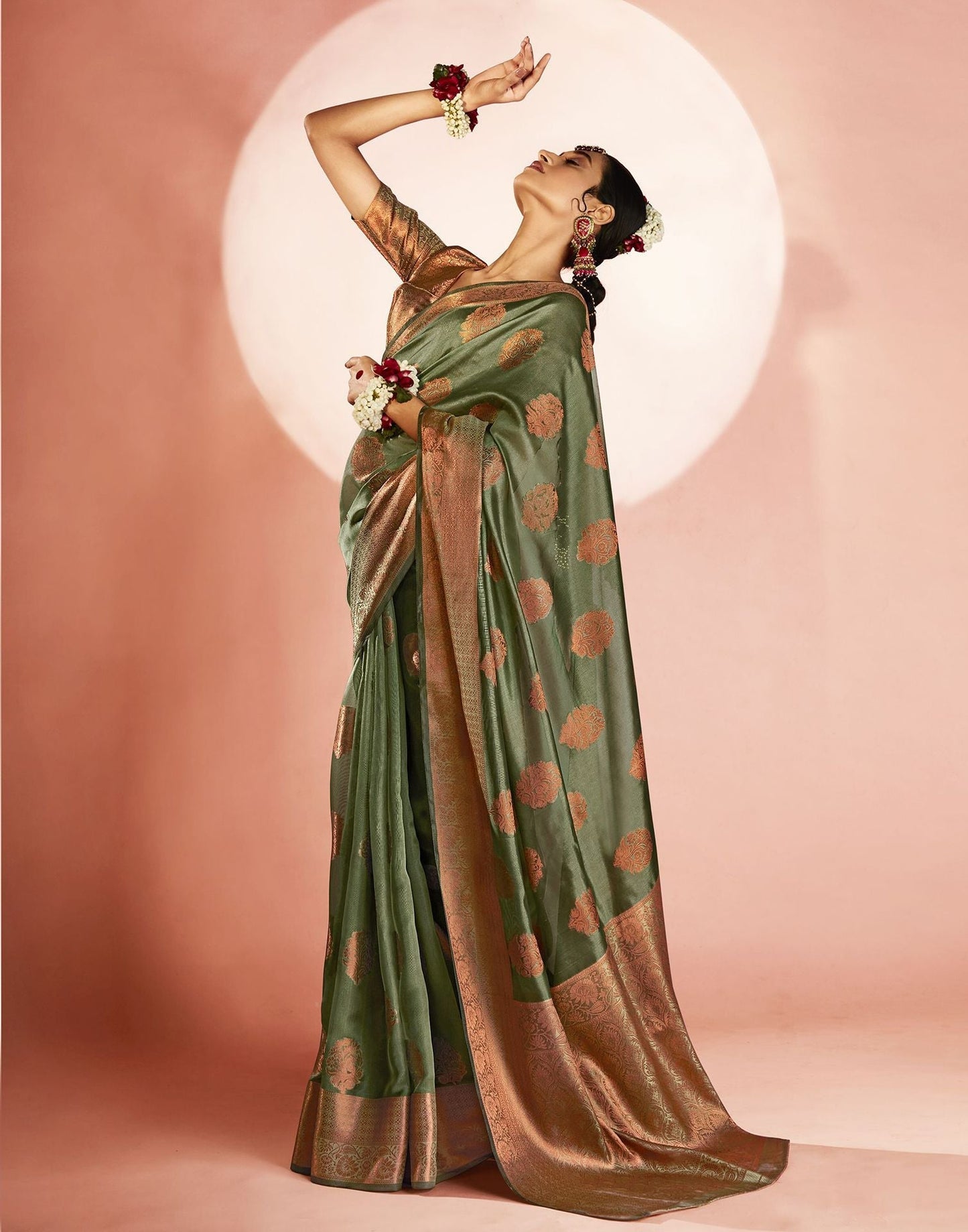 Pista Green Organza Banarasi Saree | Leemboodi
