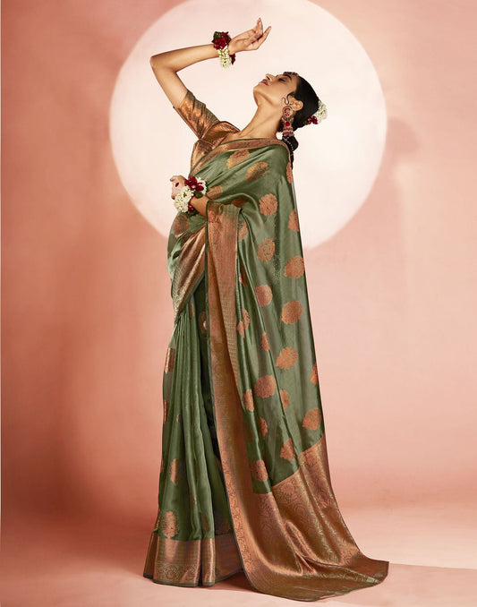 Pista Green Organza Banarasi Saree | Leemboodi