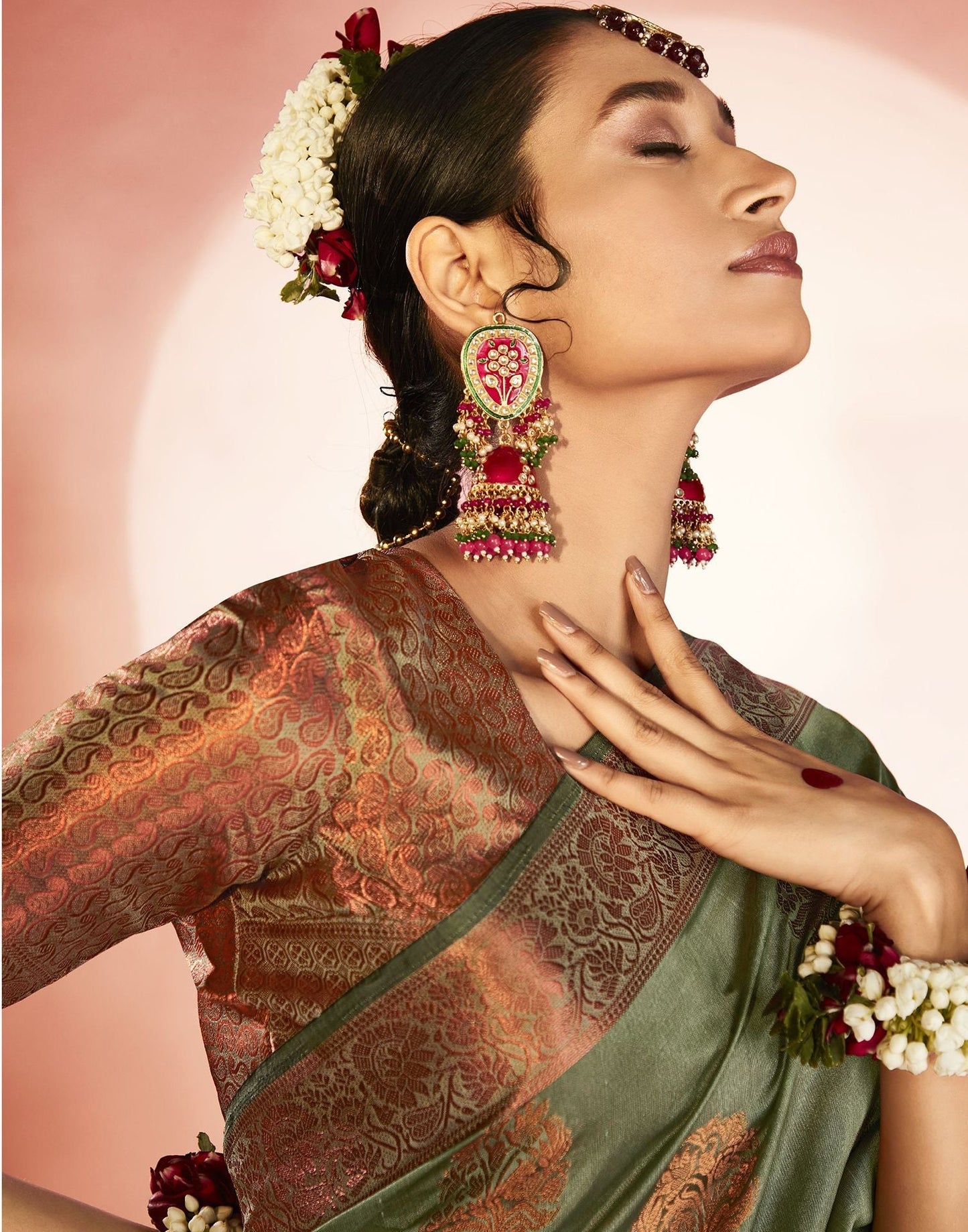 Pista Green Organza Banarasi Saree | Leemboodi