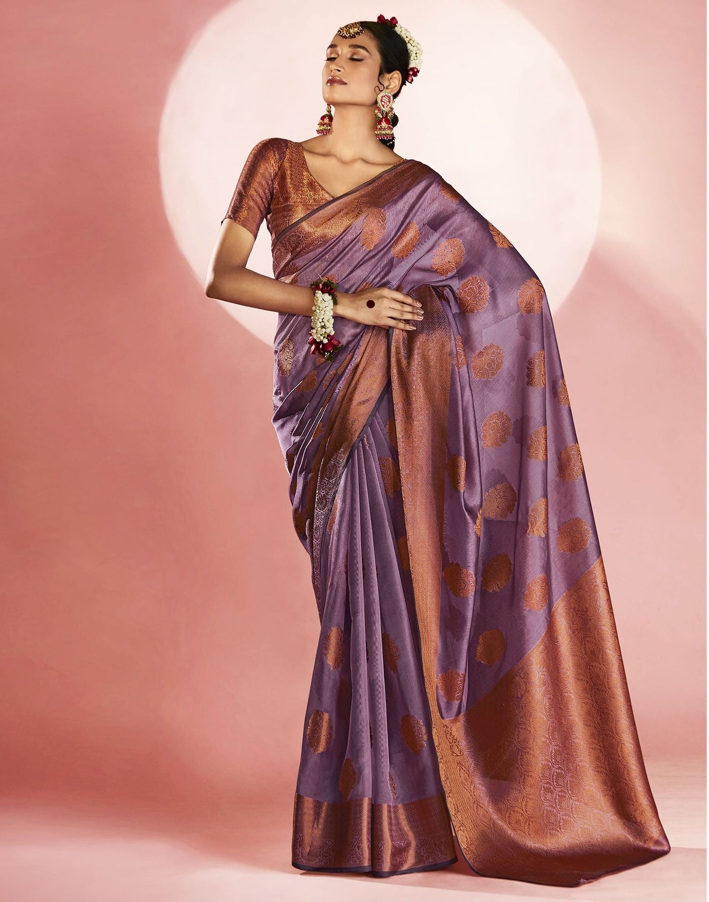 Light Purple Organza Banarasi Saree | Leemboodi