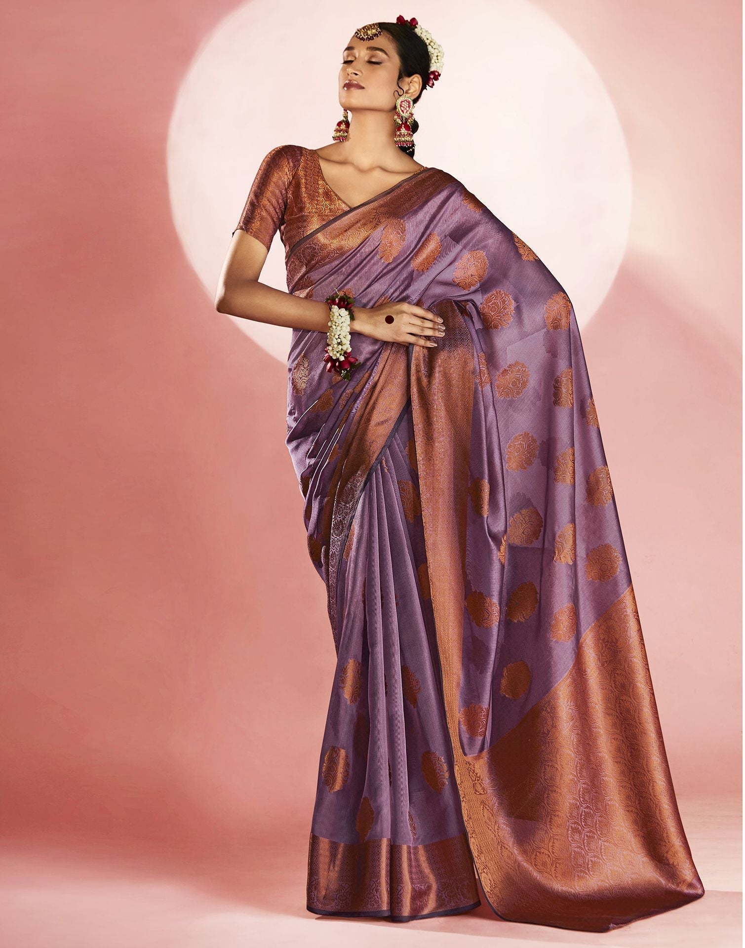 Light Purple Organza Banarasi Saree | Leemboodi