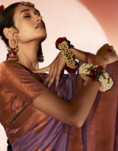 Light Purple Organza Banarasi Saree | Leemboodi