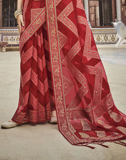 Red Organza Banarasi Saree | Leemboodi