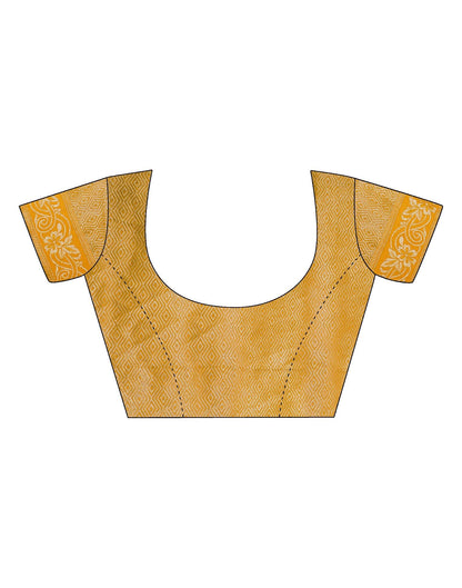 Turmeric Yellow Organza Banarasi Saree | Leemboodi