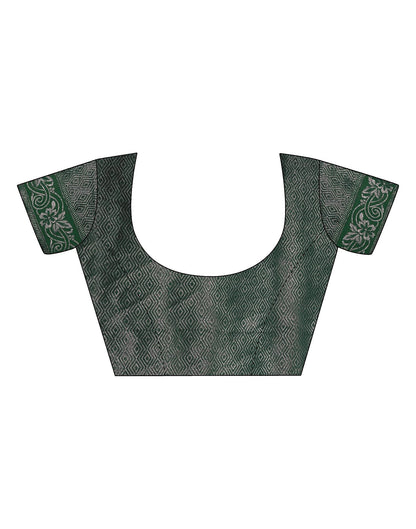 Dark Green Organza Banarasi Saree | Leemboodi