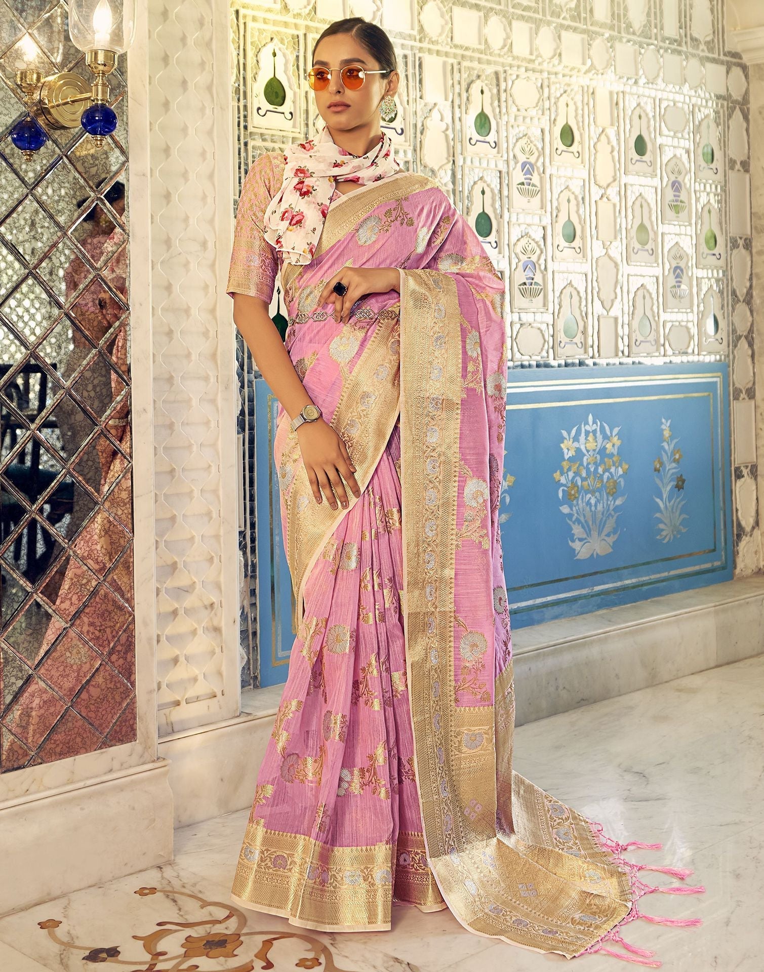 Light Pink Banarasi Saree | Leemboodi