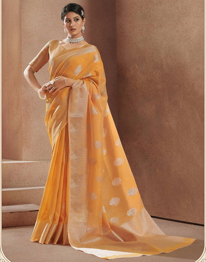 Orange Jacquard Saree | Leemboodi