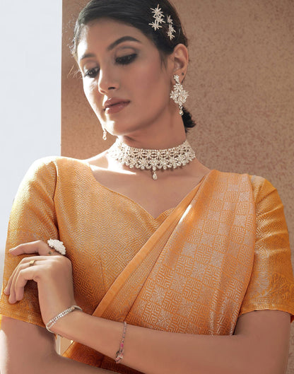 Orange Jacquard Saree | Leemboodi