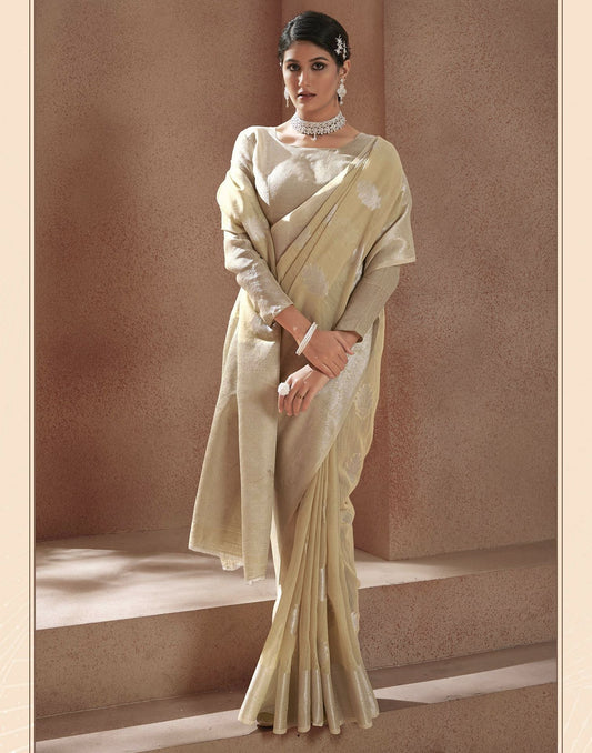 Beige Jacquard Saree | Leemboodi