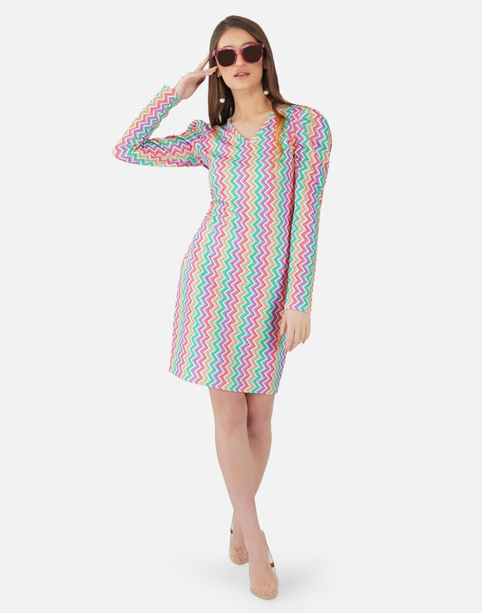 Multicoloured Printed Bodycon | Sudathi