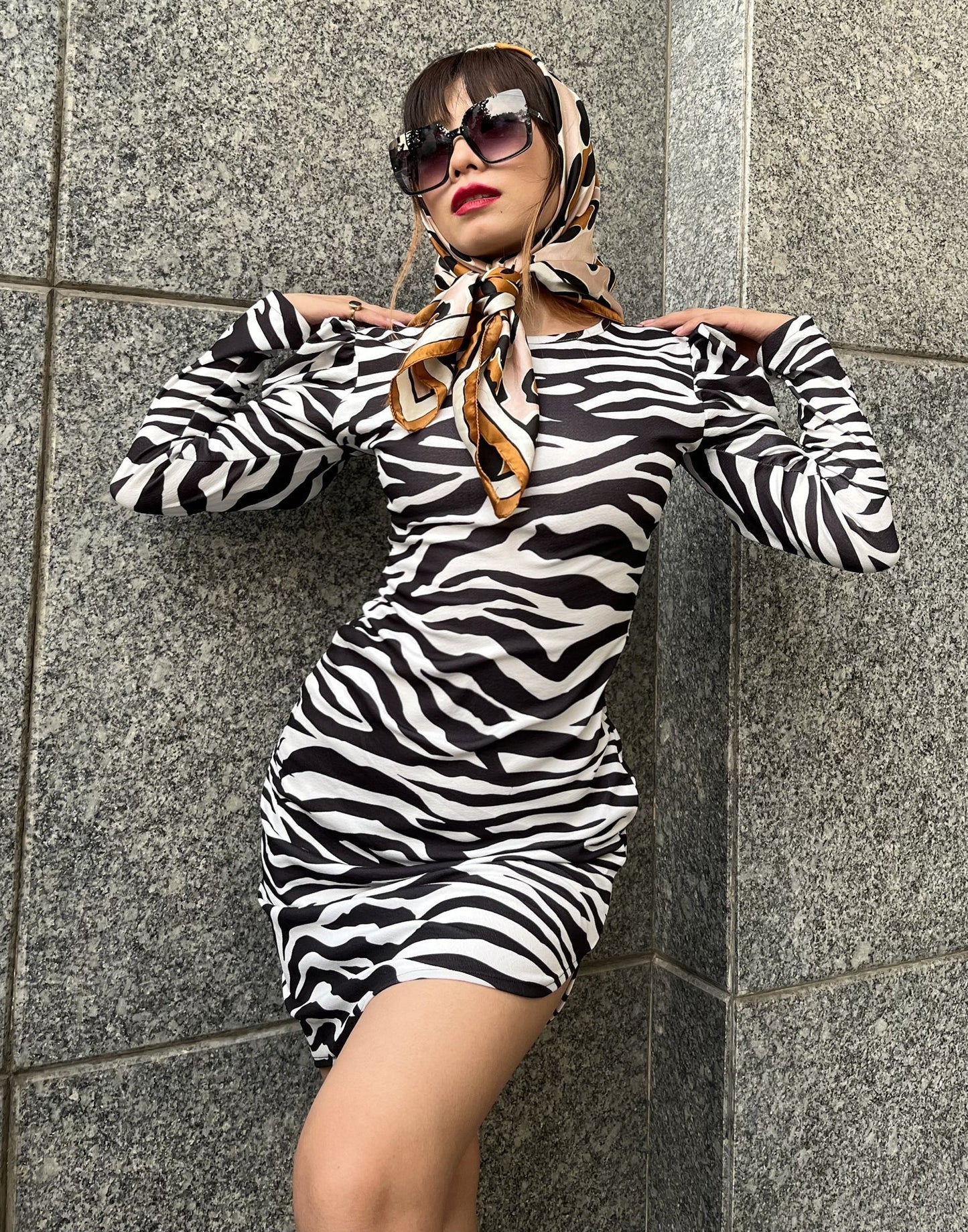 Black And White Animal Printed Bodycon | Sudathi